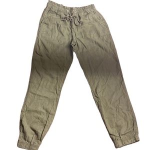Sanctuary Women’s Linen Blend Joggers- Green- XS